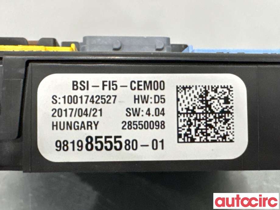 Sikringsboks til Peugeot 3008 2016-->> (Type II)  (PEUGEOT|1618841480|28550098|9819855580)