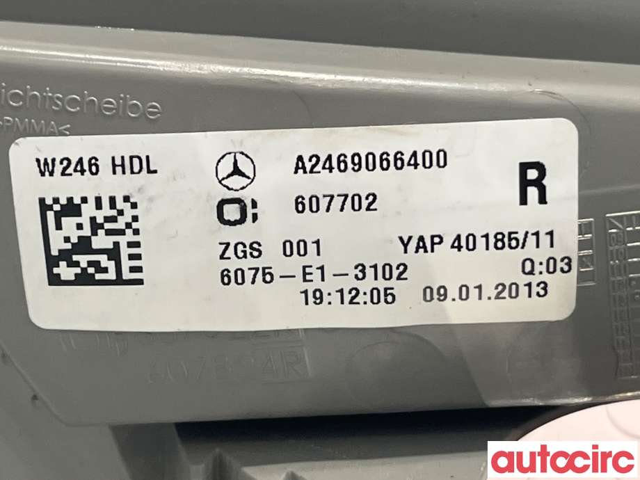 Baklykt høyre indre til Mercedes B-Klasse 2011-2018 (W246) (W246) (MERCEDES|A2469066400)