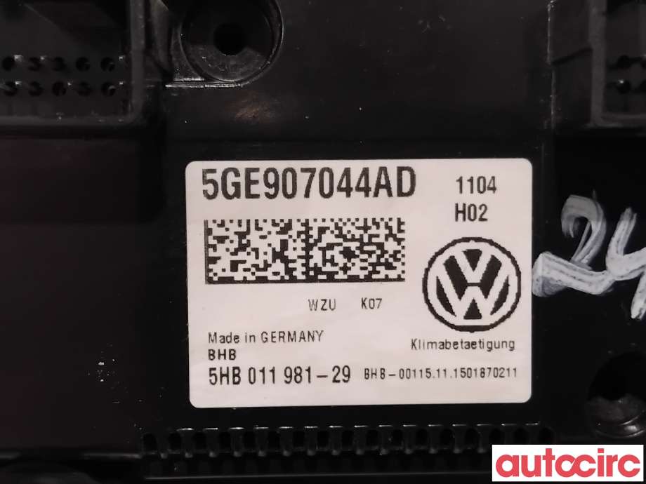 Varmeapparat betjening til VW e-Golf 2014-2017 (Fase 1)  (VOLKSWAGEN|5GE907044AD|5HB011981-29)
