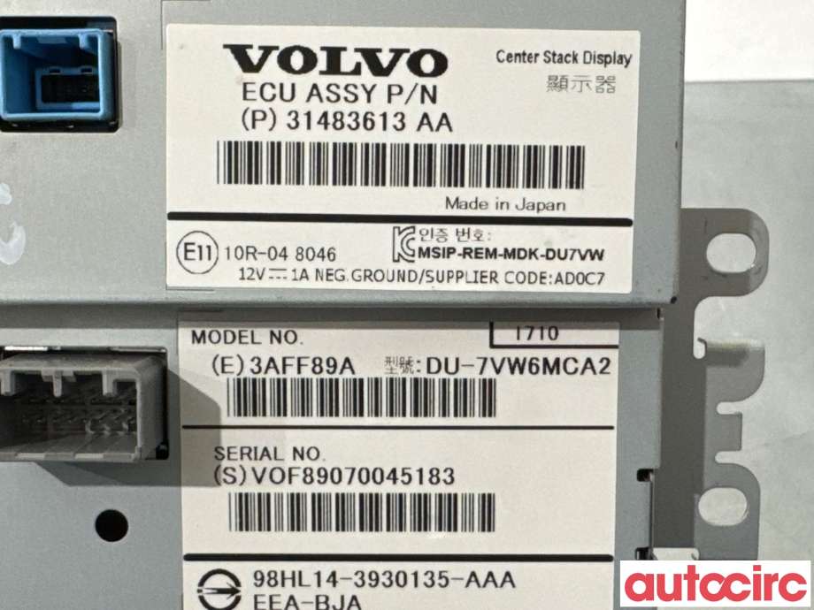 Instrument kjørecomputer til Volvo V40 2012-2019 (VOLVO|36011464|DU-7VW6MCA2|31483613)