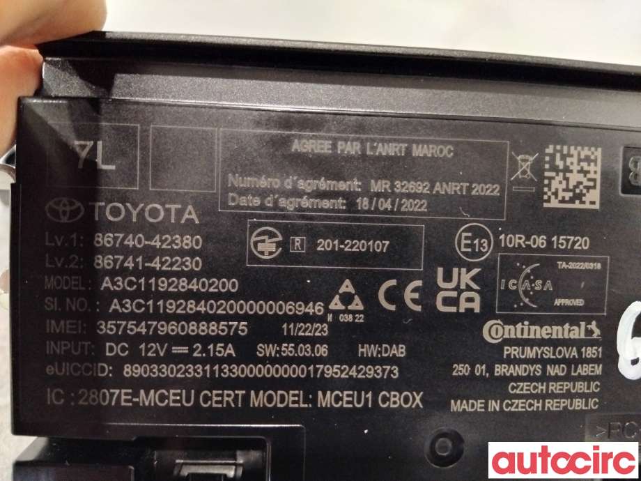Dashbord telefon til Toyota bZ4X 2022-->>  (TOYOTA|8674042380|A3C1192840200|86740-42380)