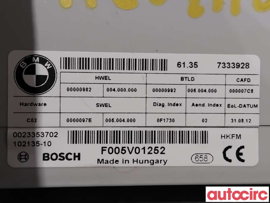 Styreenhet diverse til BMW 5-Serie 2010-2017 (F10/F11) (F10/F11) (BMW|61357394651|F005V01252|61357333928)