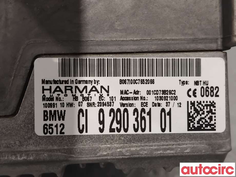 Bilstereo navigasjon til BMW 5-Serie 2010-2017 (F10/F11) (F10/F11) (BMW|65129289614|HBB067|65129290361)