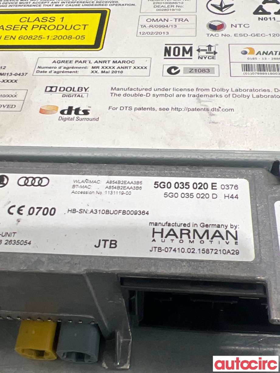 Bilstereo navigasjon til VW e-Golf 2014-2017 (Fase 1)  (VOLKSWAGEN|5G0035020E)