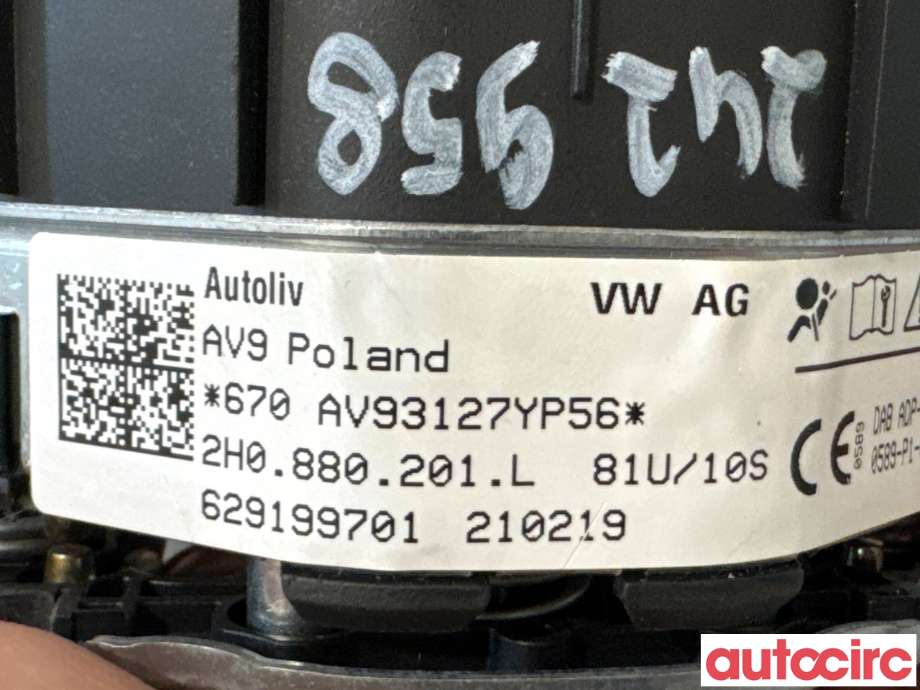 Airbag rattpute til VW Transporter / Caravelle 2019-->> (T6.1) (T6.1) (VOLKSWAGEN|7E0880201AS|629199701|2H0880201L)