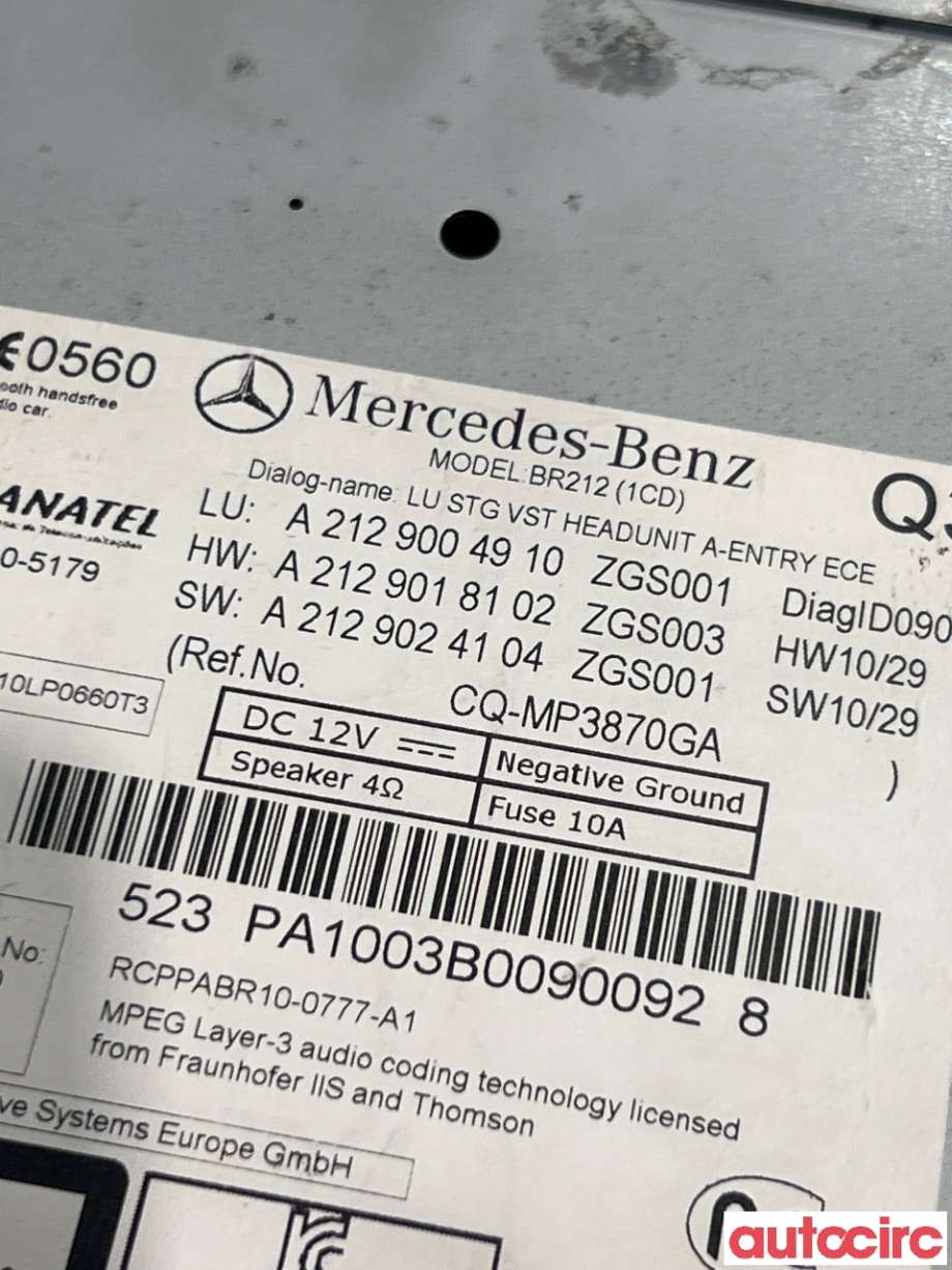 Bilstereo til Mercedes E-Klasse 2009-2013 (Fase 1) (W212) (W212) (MERCEDES|A2129004910)