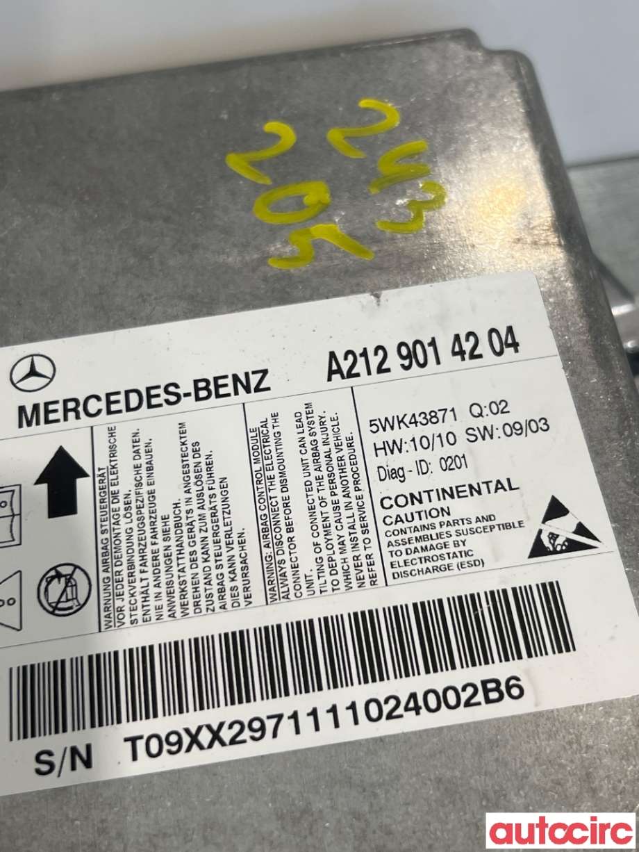 Airbag elektronikk til Mercedes E-Klasse 2009-2013 (Fase 1) (W212) (W212) (MERCEDES|A2129014204|5WK43871)