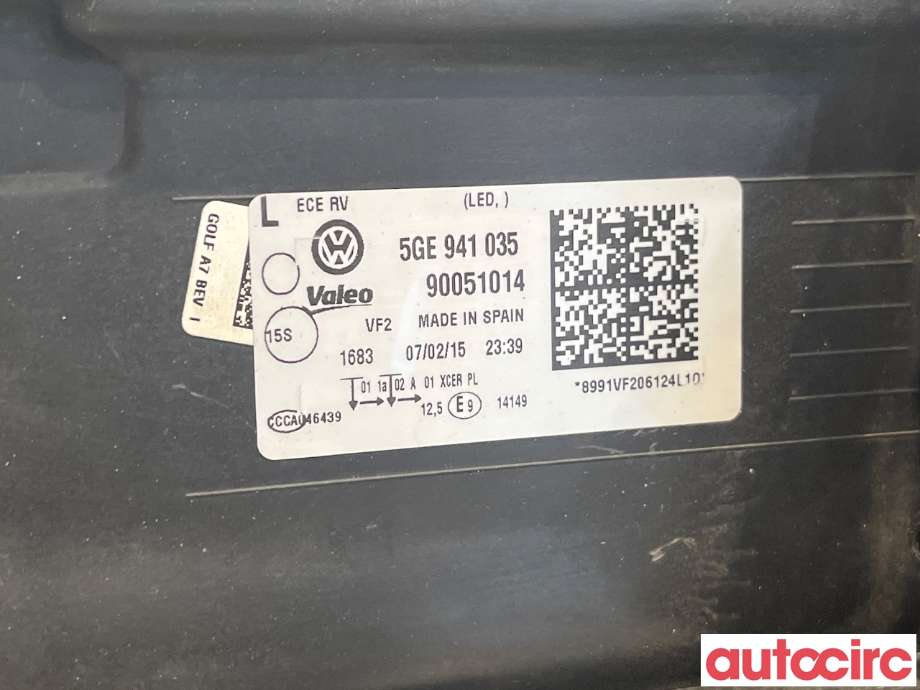 Frontlykt venstre halogen til VW e-Golf 2014-2017 (Fase 1)  (VOLKSWAGEN|5GE941773|5GE941035)