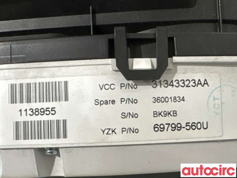 Instrumentpanel til Volvo V60 2010-2013 (Type I, Fase 1)  (VOLVO|36001836|69799-560U|31343323AA)