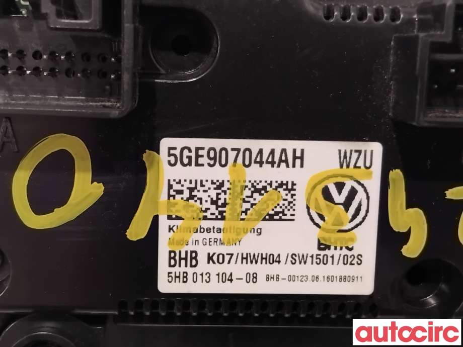 Varmeapparat betjening til VW e-Golf 2014-2017 (Fase 1)  (VOLKSWAGEN|5GE907044AH|5HB013104-08|5GE907044AP)