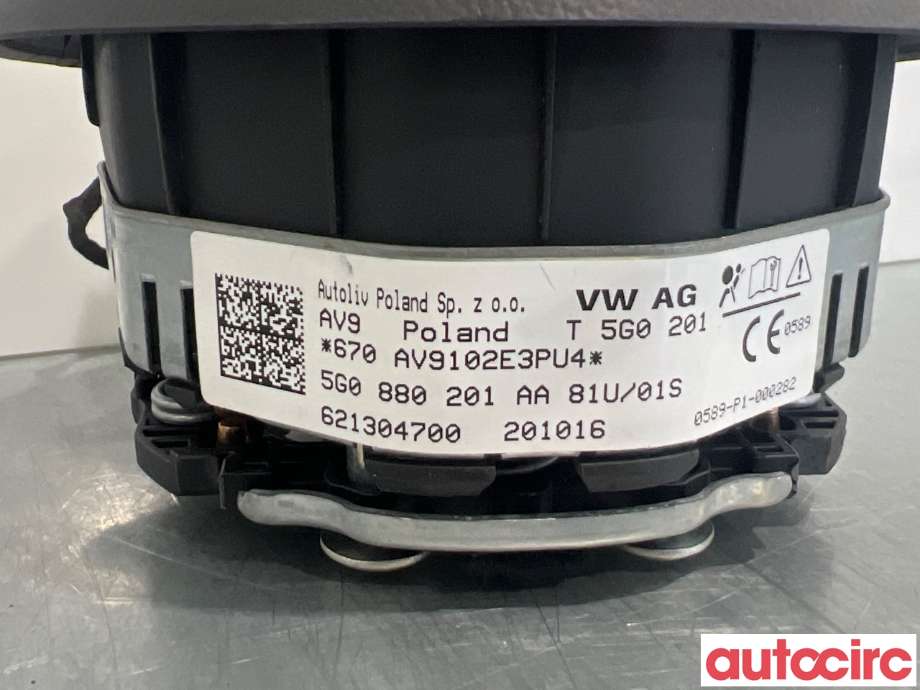 Airbag rattpute til VW e-Golf 2014-2017 (Fase 1) (VOLKSWAGEN|5G0880201J|621304700|5G0880201AA)