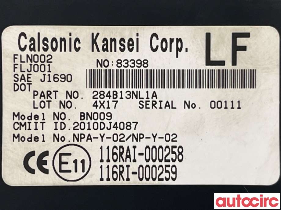 Styreenhet comfort (BCM) til Nissan Leaf 2011-2017 (Type I)  (NISSAN|284B13NL1A|)