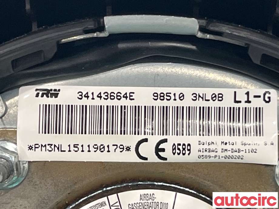 Airbag rattpute til Nissan Leaf 2011-2017 (Type I) (NISSAN|985103NL0B|34143664E)