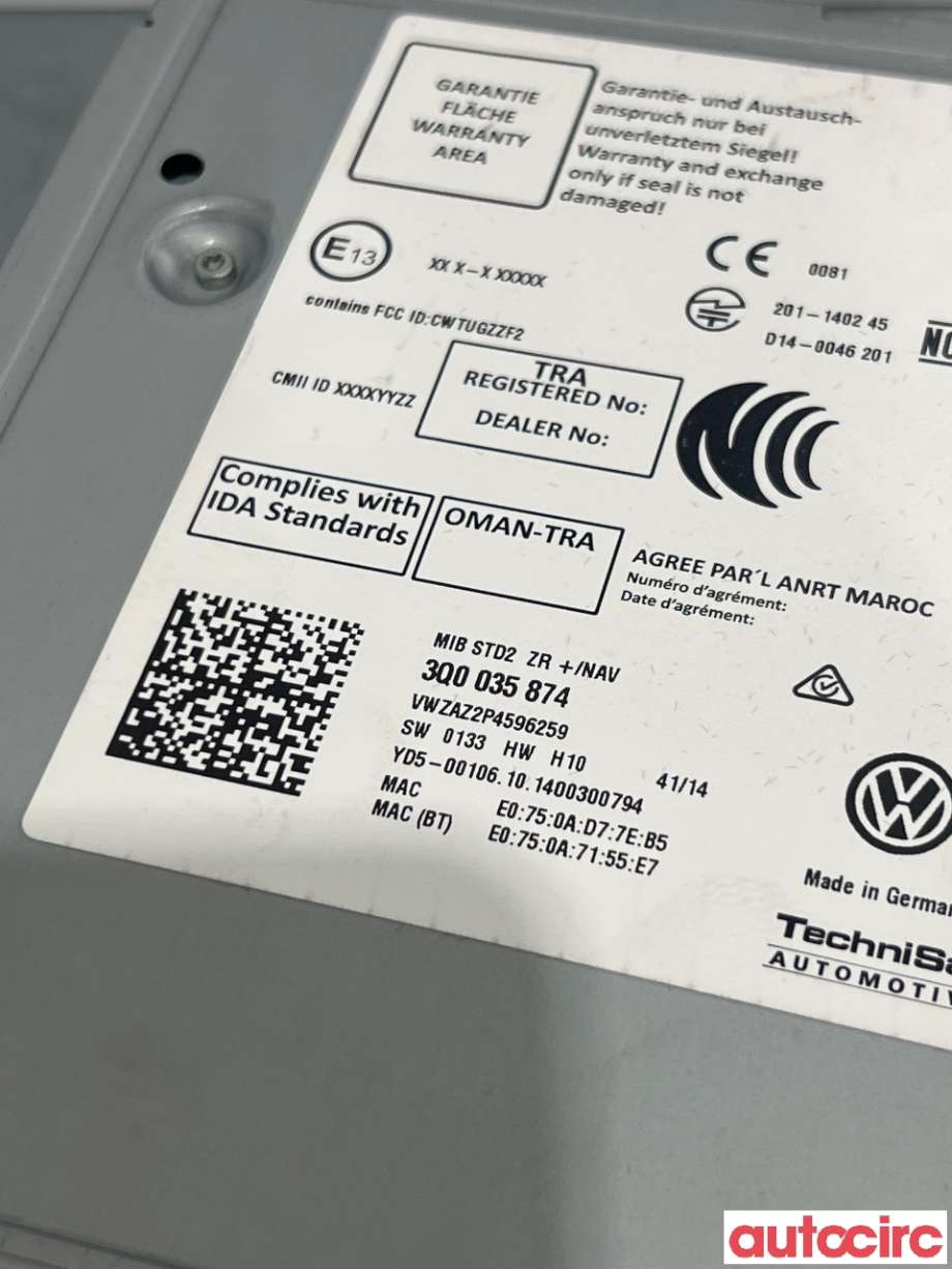 Bilstereo navigasjon til VW Passat 2015-2019 (Fase 1) (B8) (B8) (VOLKSWAGEN|3Q0035874|)