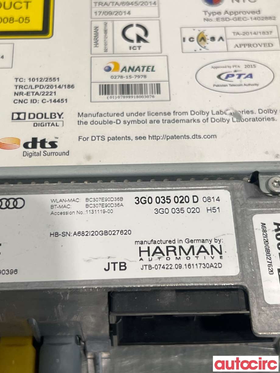 Bilstereo navigasjon til VW e-Golf 2017-2020 (Fase 2)  (VOLKSWAGEN|3G0035020D|)