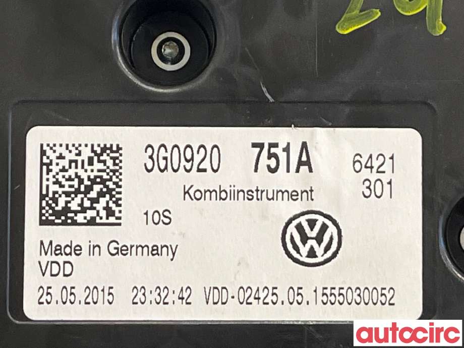 Instrumentpanel til VW Passat 2015-2019 (Fase 1) (B8) (B8) (VOLKSWAGEN|3G0920751A)