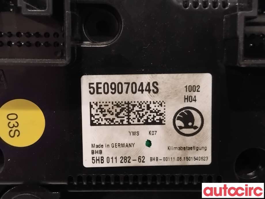 Varmeapparat betjening til Škoda Octavia 2013-2016 (Type III, Fase 1) (SKODA|5E0907044S|5HB011282-62|5E0907044AE)