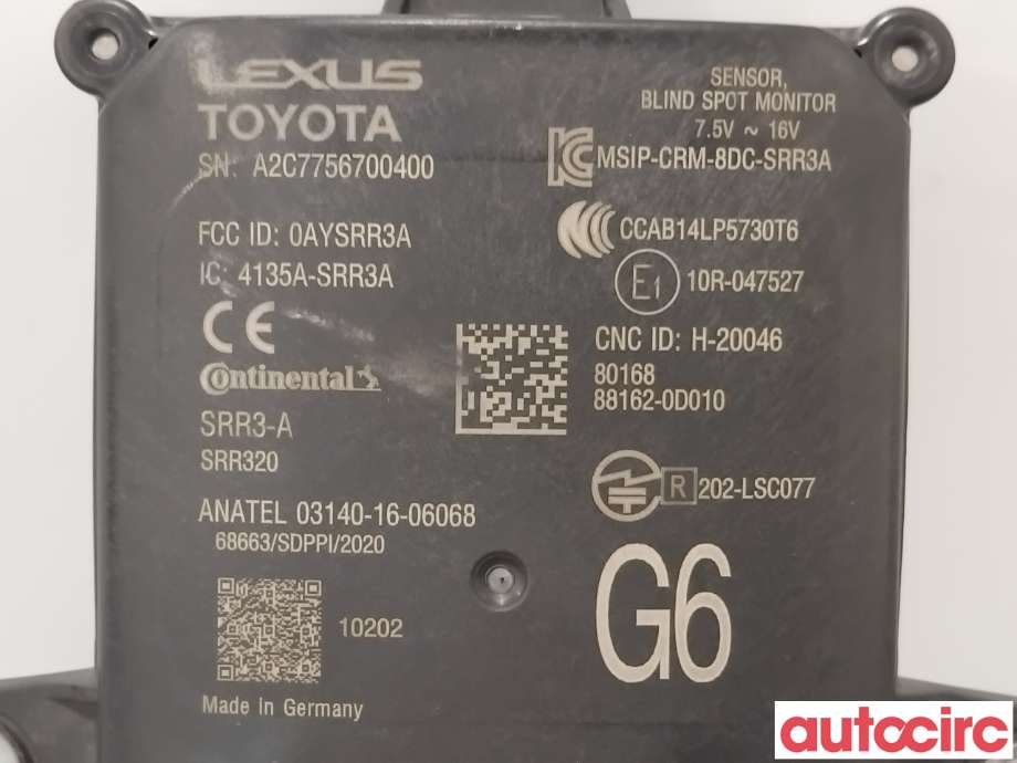 Sensor radar til Toyota Yaris Cross (SUV) 2021-->> (TOYOTA|881620D010|A2C7756700400|88162-0D010)
