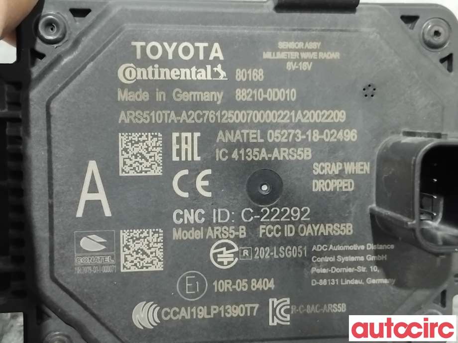 Sensor radar til Toyota Yaris Cross (SUV) 2021-->>  (TOYOTA|882100D010|ARS5-B|88210-0D010)