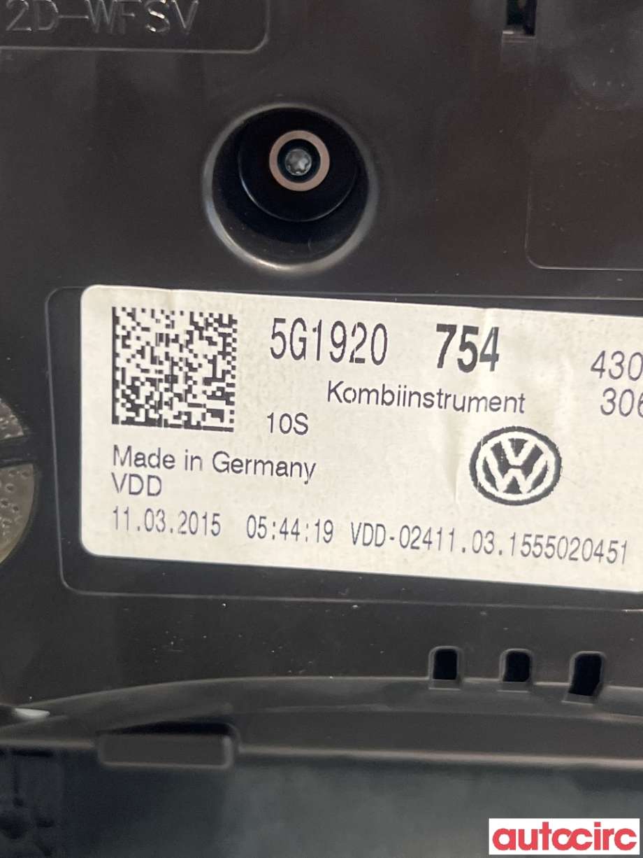 Instrumentpanel til VW e-Golf 2014-2017 (Fase 1)  (VOLKSWAGEN|5G1920754|)