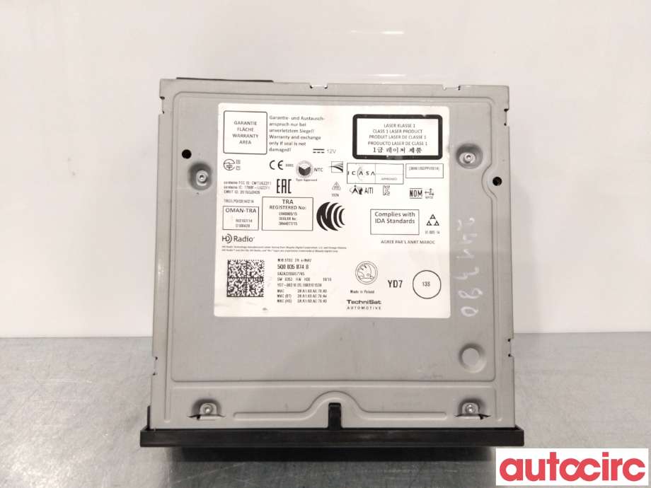 Bilstereo til Škoda Superb 2015-->> (Type III)  (SKODA|5Q0035874B|)