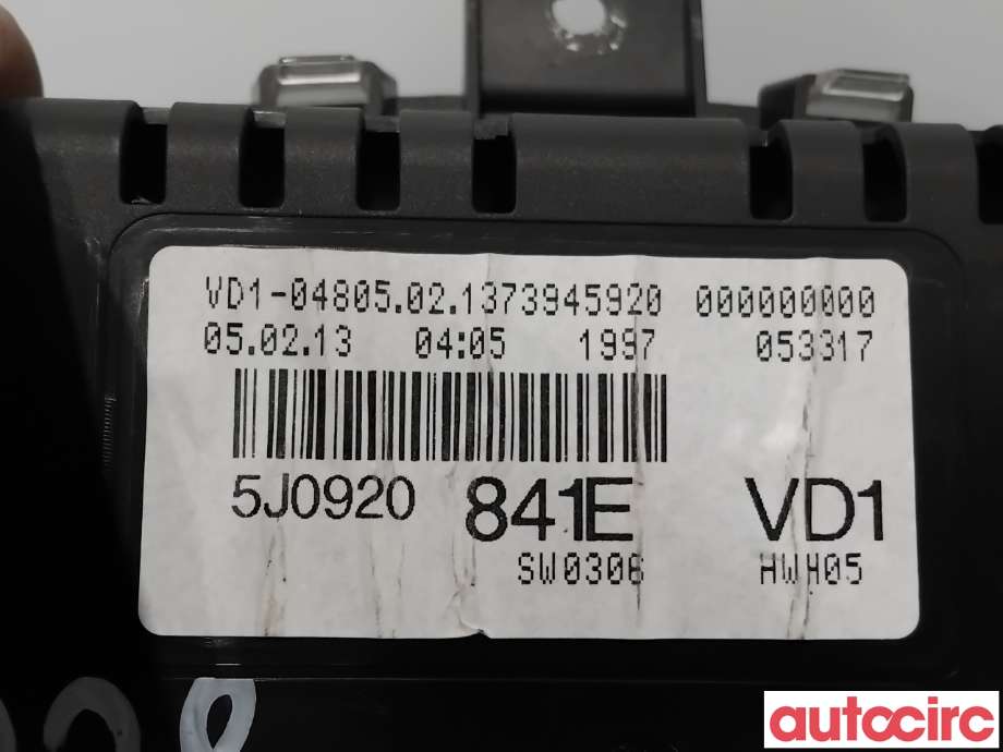 Instrumentpanel til Škoda Fabia 2010-2014 (Type II, Fase 2)  (SKODA|5J0920841E|A2C53425975)
