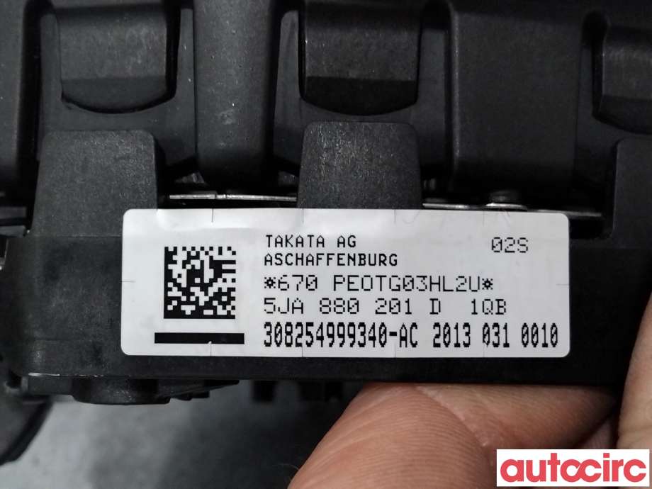 Airbag rattpute til Škoda Fabia 2010-2014 (Type II, Fase 2) (SKODA|5JA880201D|308254999340-AC|1ST880201F)