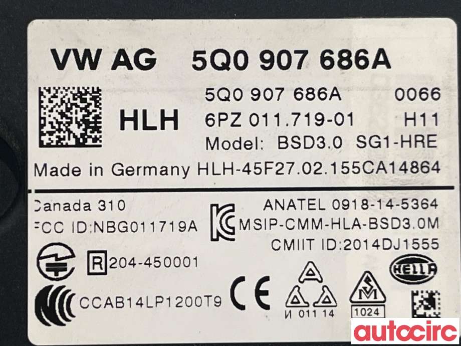 Sensor radar til VW Golf VII 2012-2017 (Fase 1)  (VOLKSWAGEN|5Q0907686A)
