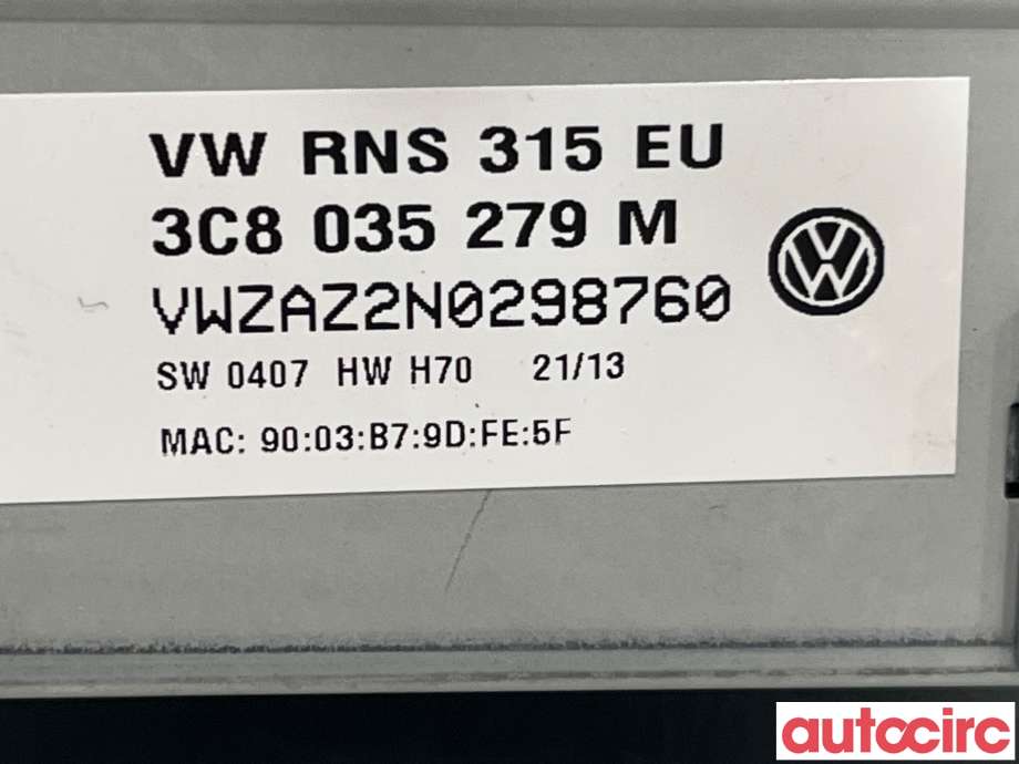 Bilstereo navigasjon til VW Passat 2011-2015 (B7) (B7) (VOLKSWAGEN|3C8035279MX|RNS315|3C8035279M)