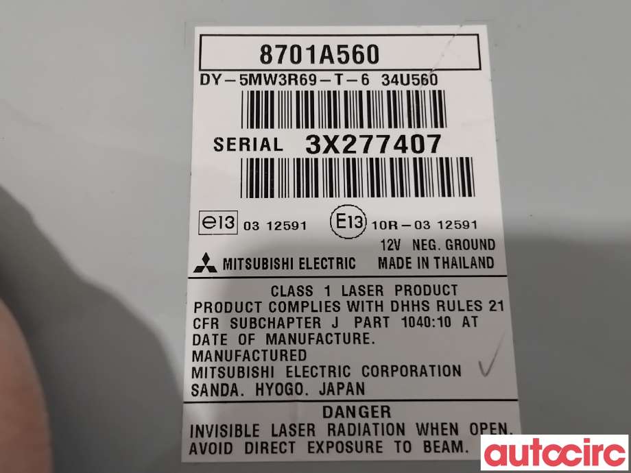 Bilstereo til Mitsubishi Outlander 2012-2015 (Type III, Fase 1)  (MITSUBISHI|8701A560|DY-5MW3R69-T-6)