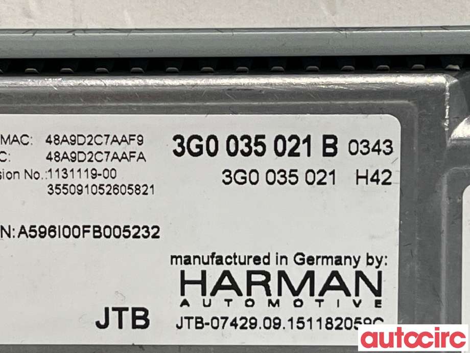 Bilstereo navigasjon til VW Passat 2015-2019 (Fase 1) (B8) (B8) (VOLKSWAGEN|3G0035021B)