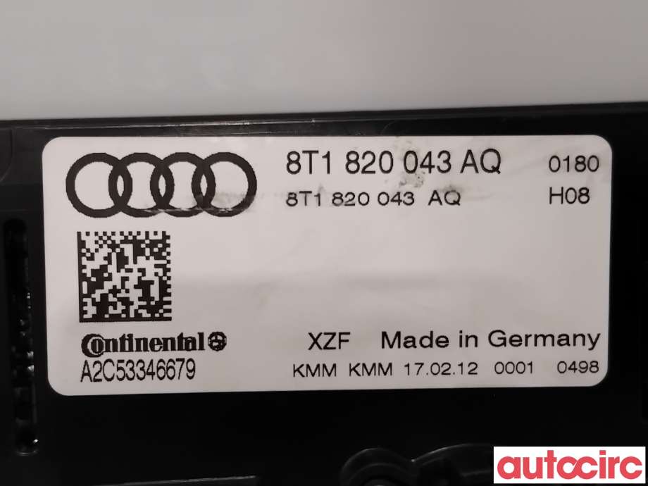Varmeapparat betjening til Audi Q5 2012-2017 (Type I, Fase 2) (AUDI|8T1820043AK|A2C53346679|8T1820043AQ)