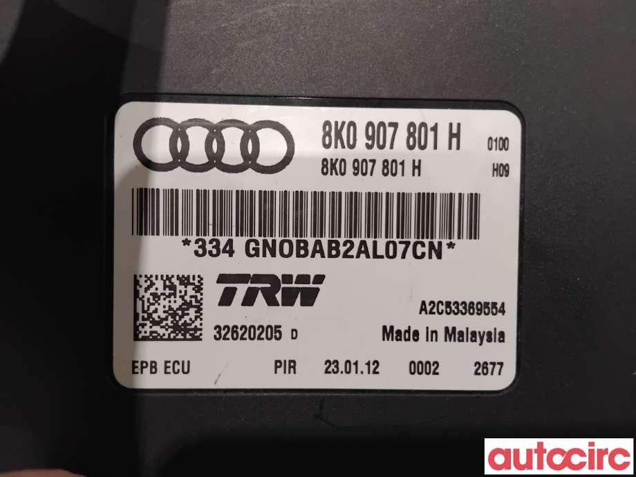 Styreenhet elektrisk parkbrems (EPB - Electric Parking Brake) til Audi Q5 2012-2017 (Type I, Fase 2)  (AUDI|8K0907801H|A2C53369554)