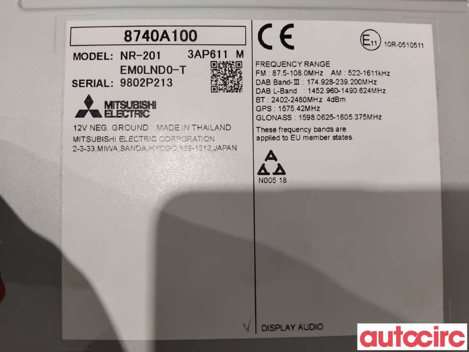 Bilstereo navigasjon til Mitsubishi Outlander 2015-->> (Type III, Fase 2)  (MITSUBISHI|8740A100|NR-201)