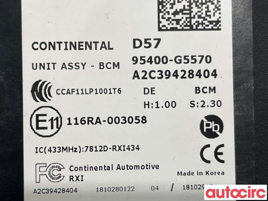 Styreenhet comfort (BCM) til Kia Niro 2016-2021  (KIA|95400G5570||95400-G5570)