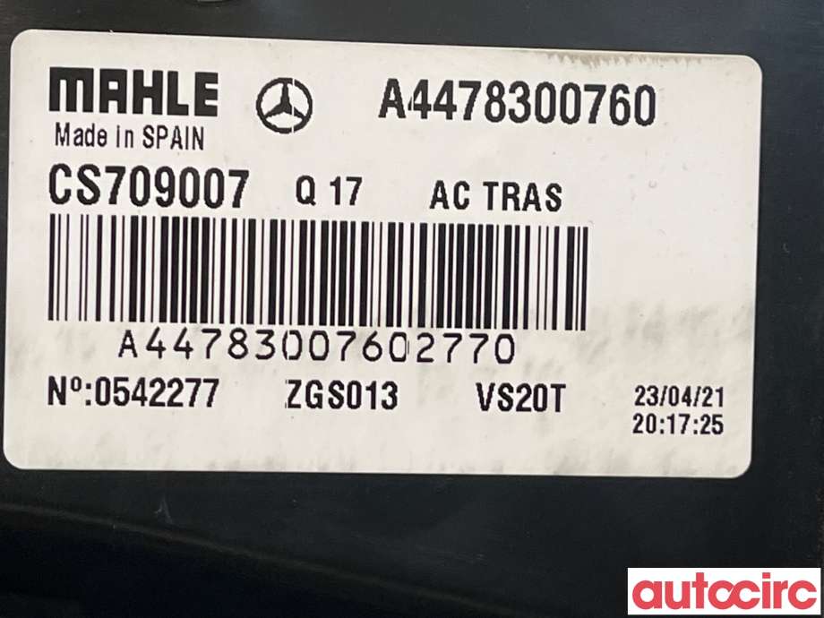 Varmeapparat til Mercedes EQV 2020-->> (W447) (W447) (MERCEDES|A4478300760|)