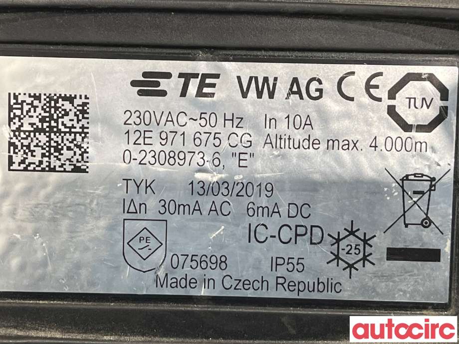 Batterilader kabel til VW e-Golf 2017-2020 (Fase 2)  (VOLKSWAGEN|12E971675CG|)