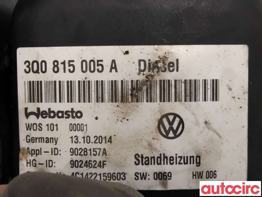 Dieselvarmer til VW Passat 2015-2019 (Fase 1) (B8) (B8) (VOLKSWAGEN|5Q0898008C|9028157A|5WA815007E)