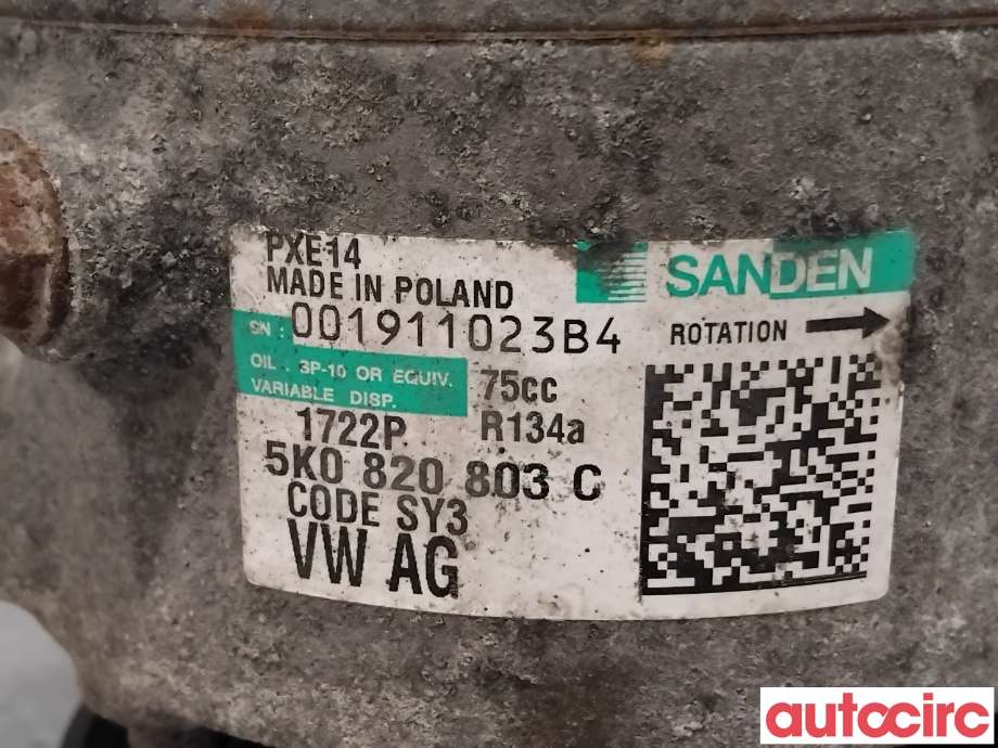 Aircondition kompressor til Škoda Fabia 2010-2014 (Type II, Fase 2)  (SKODA|5N0820803G|PXE141722|5K0820803K)