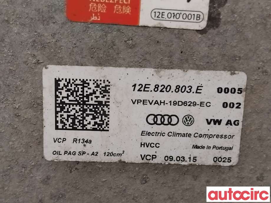 Aircondition kompressor til VW Golf VII 2012-2017 (Fase 1) (VOLKSWAGEN|12E820803E|VPEVAH-19D629-EC|5QE816803L)