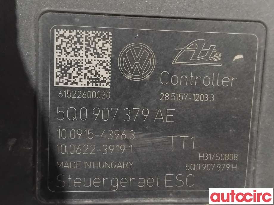 ABS sentral til VW Golf VII 2012-2017 (Fase 1) (VOLKSWAGEN|5Q0614517AL|100915-43963|5Q0614517AK)