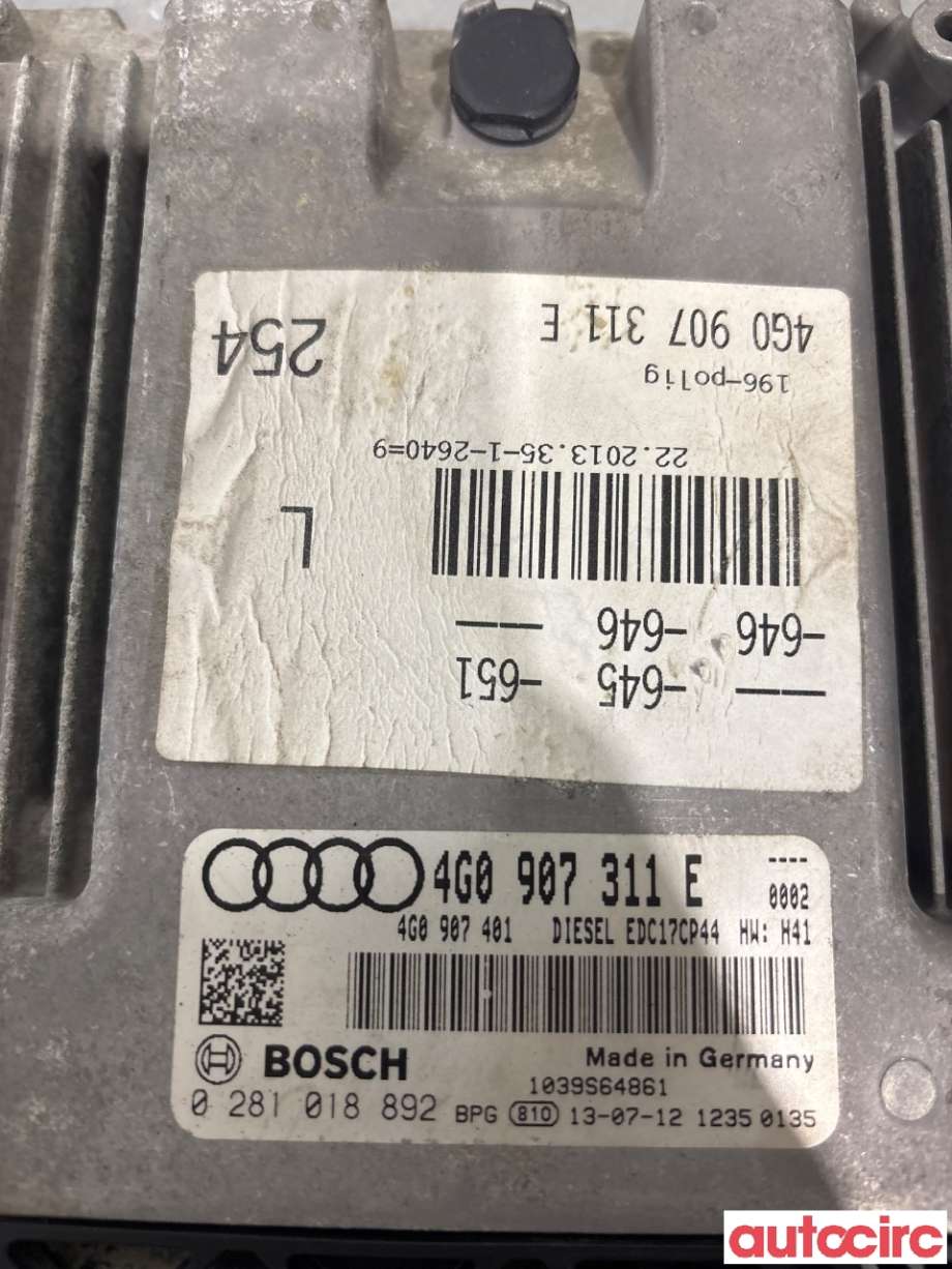 Styreenhet motor til Audi A6 2011-2014 (Type IV, Fase 1) (C7) (C7) (AUDI|4G0907311E|0281018892)
