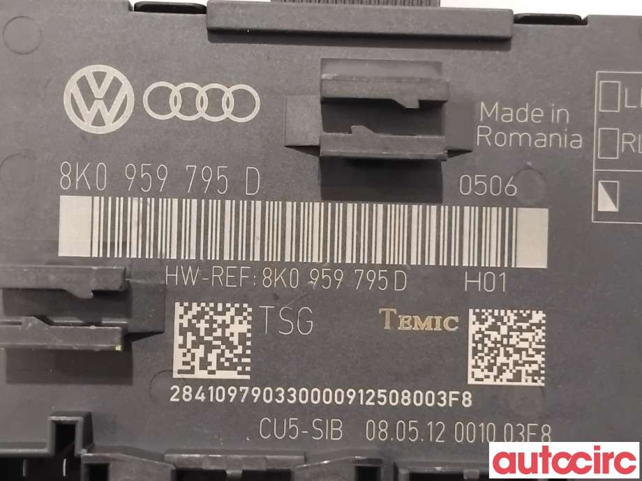Styreenhet dør venstre foran til Audi A4 2007-2014 (Type IV) (B8) (B8) (AUDI|8K0959795G|)