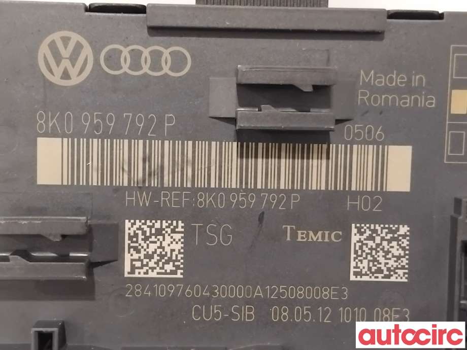 Styreenhet dør venstre foran til Audi A4 2007-2014 (Type IV) (B8) (B8) (AUDI|8K0959792R||8K0959792P)