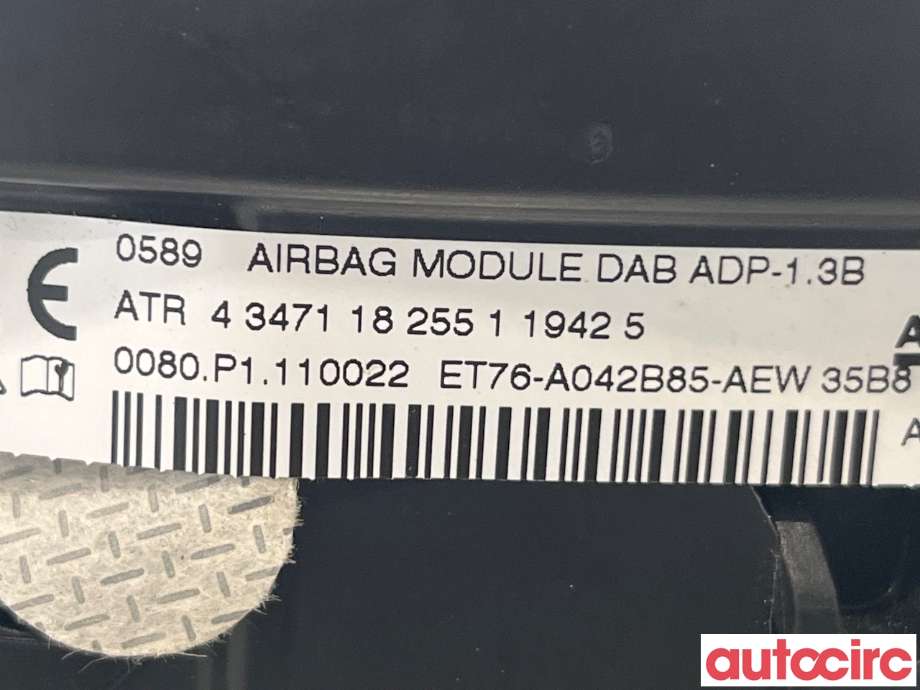 Airbag rattpute til Ford Transit Courier 2018-2023 (Type I, Fase 2)  (FORD|1855808)