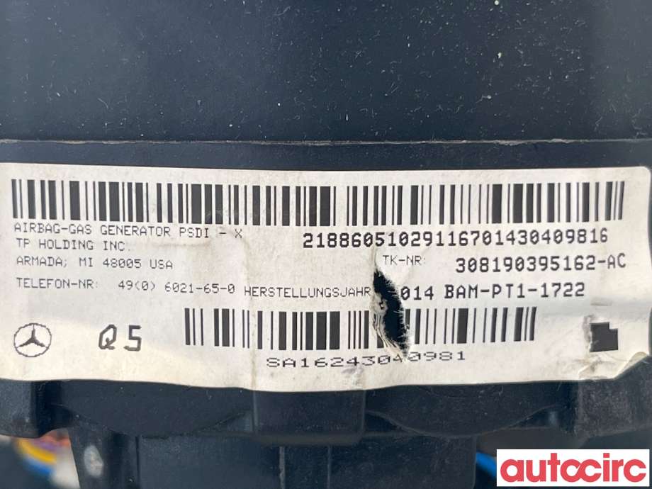 Airbag rattpute til Mercedes GLA 2014-2020 (X156) (X156) (MERCEDES|A0008605503)