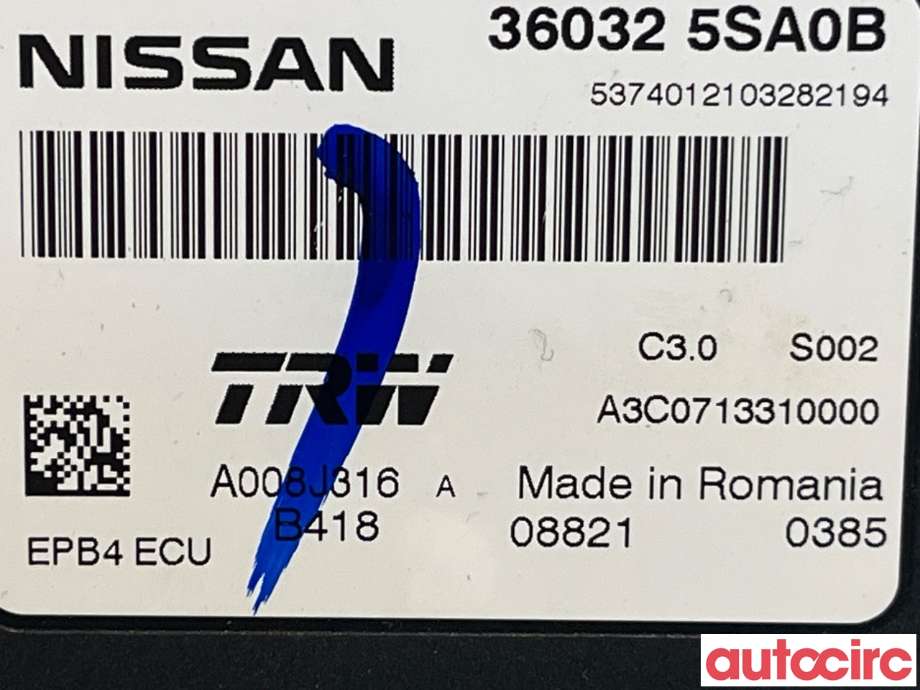 Styreenhet elektrisk parkbrems (EPB - Electric Parking Brake) til Nissan Leaf 2018-->> (Type II)  (NISSAN|360325SA0B)