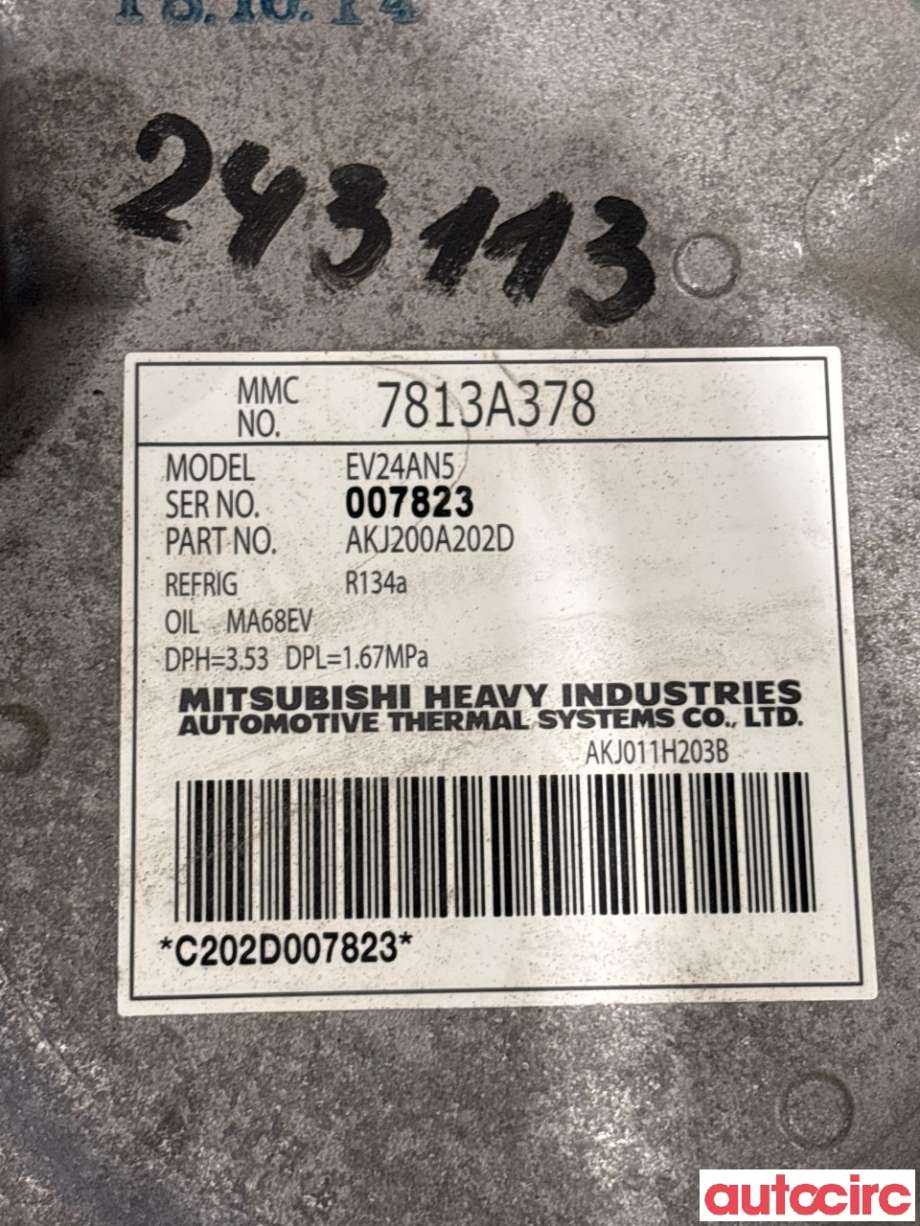 Aircondition kompressor til Mitsubishi Outlander 2015-->> (Type III, Fase 2)  (MITSUBISHI|7813A483|AKJ200A202D|7813A378)