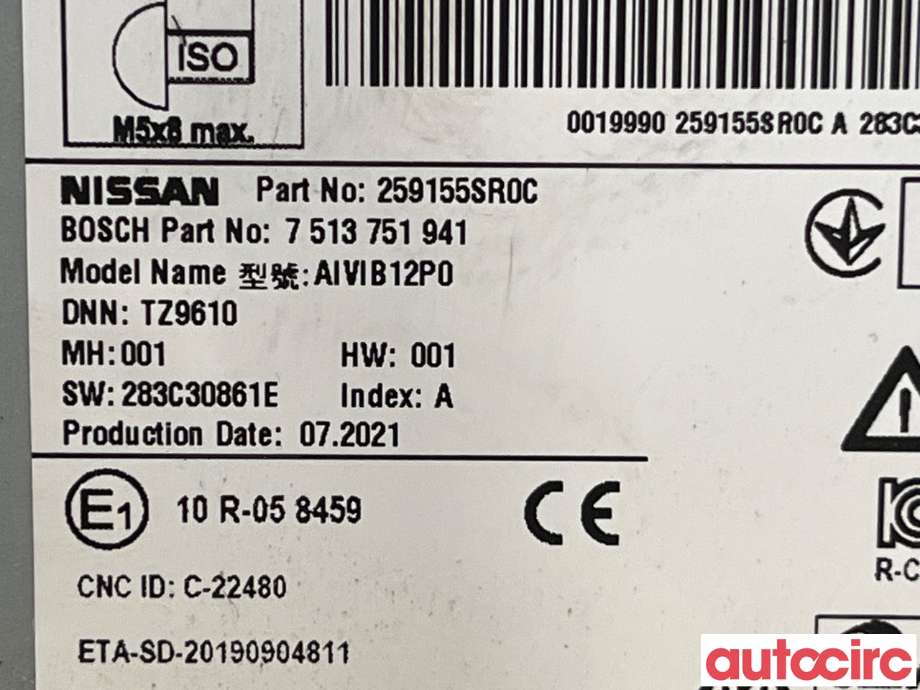 Bilstereo til Nissan Leaf 2018-->> (Type II) (NISSAN|259155SR0C)