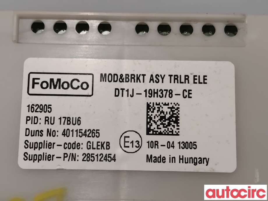 Styreenhet hengerfeste til Ford Transit Connect 2013-2018 Type II, Fase 1  (FORD|2469559|28512454|DT1J-19H378-CE)
